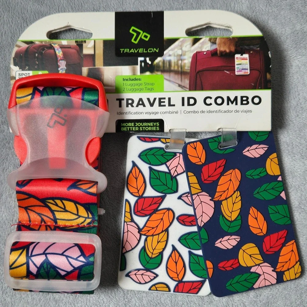 Travelon Travel ID Combo‎ Luggage Strap 2 Luggage Tags Floral Print